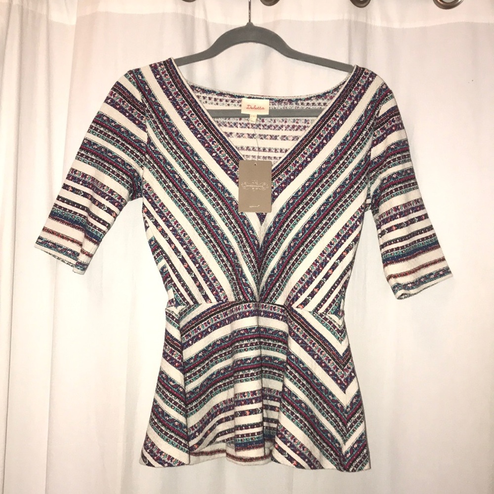 Multi Colored Peplum Shirt